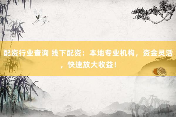 配资行业查询 线下配资：本地专业机构，资金灵活，快速放大收益！