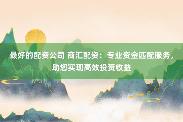 最好的配资公司 商汇配资：专业资金匹配服务，助您实现高效投资收益