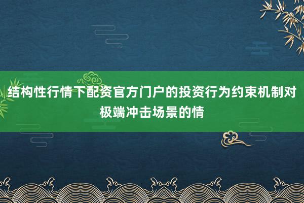 结构性行情下配资官方门户的投资行为约束机制对极端冲击场景的情